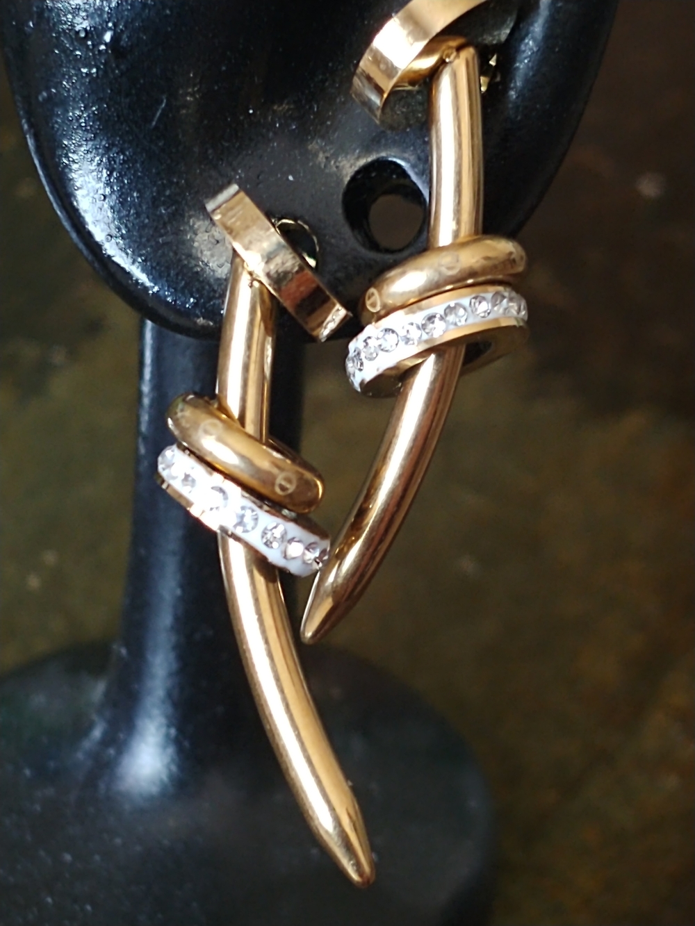 Gold-Tone Crystal Nail Earrings & Free Gift